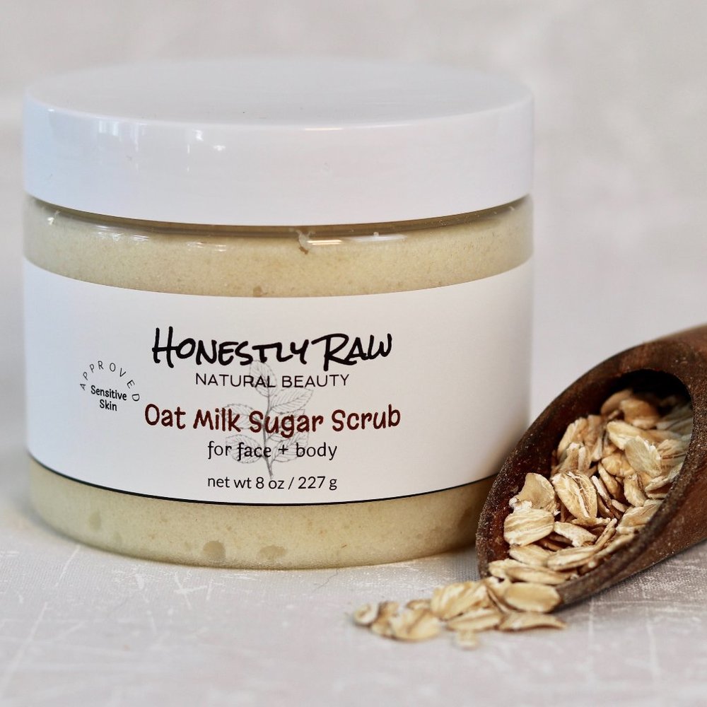 Oat Milk Sugar Scrub 8 oz | Sensitive Dry Irritated Skin | Colloidal Oatmeal